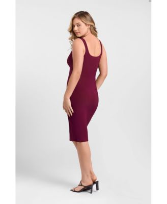 Women's S3 Sculpting Shapewear Square Neck Tank Midi Dress