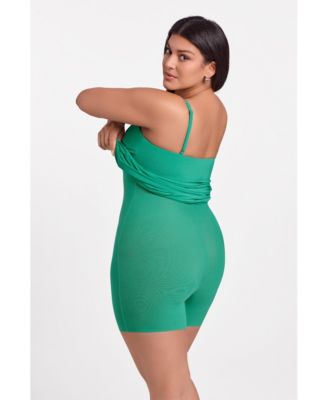 Women's Sculpting Shapewear Square Neck Tank Midi Dress
