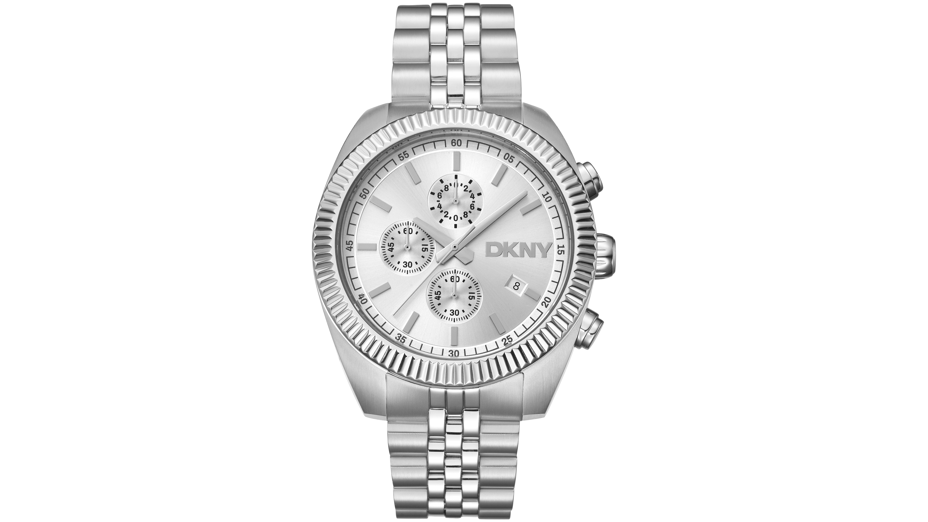 Dkny Men's Chronograph Silver Dial Stainless Steel Bracelet Watch, 42mm