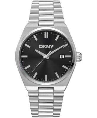 Men's Date Black Dial Stainless Steel Bracelet Watch, 40mm