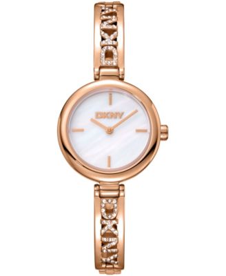 Women's White Dial Rose-Gold Tone Stainless Steel Crystal Accented Jewelry Bracelet Watch, 26mm