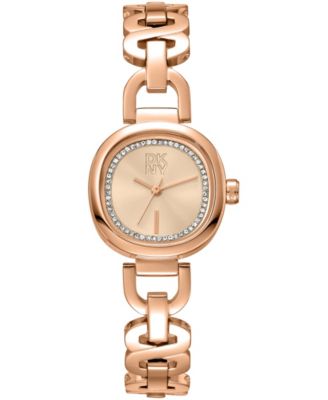 Women's Rose Gold Crystal Accented Dial Rose-Gold Tone Stainless Steel Open Link Bracelet Watch, 24mm