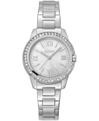 Women's Silver Dial Crystal Bezel Stainless Steel Bracelet Watch, 30mm