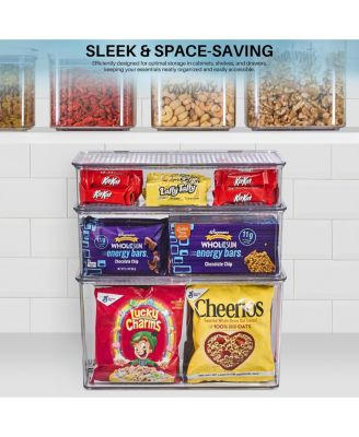 Storage Bins For Pantry & Fridge With Hinged Lids (3 Piece Variety)