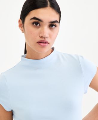 Women's Cap-Sleeve Mock-Neck Midi Dress