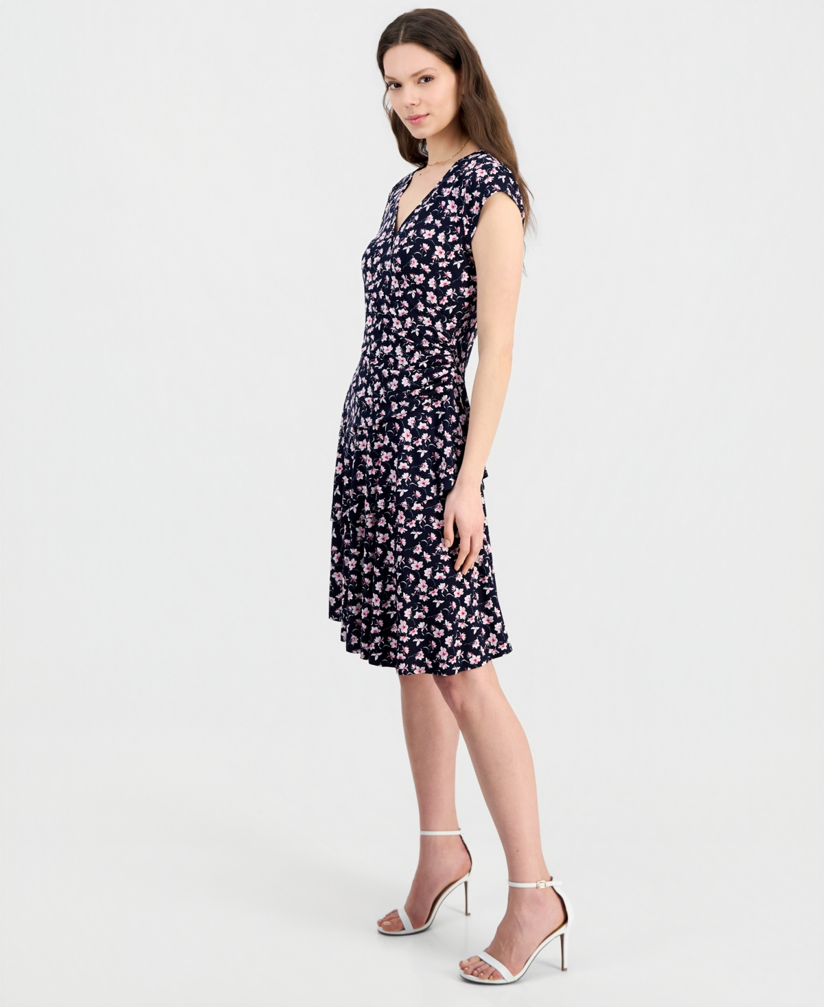 Robbie Bee Women's Printed Cap-Sleeve A-Line Dress