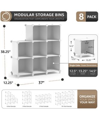 8-Cube Storage Organizer Cubby Shelf for Closet, Toys, Books, and More Space-Saving Bookshelf for Bedroom, Living Room, or Office