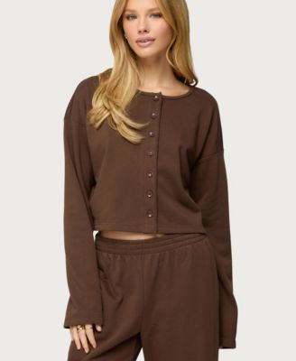 Women's Binah Oversized French Terry Button Up Sweatshirt