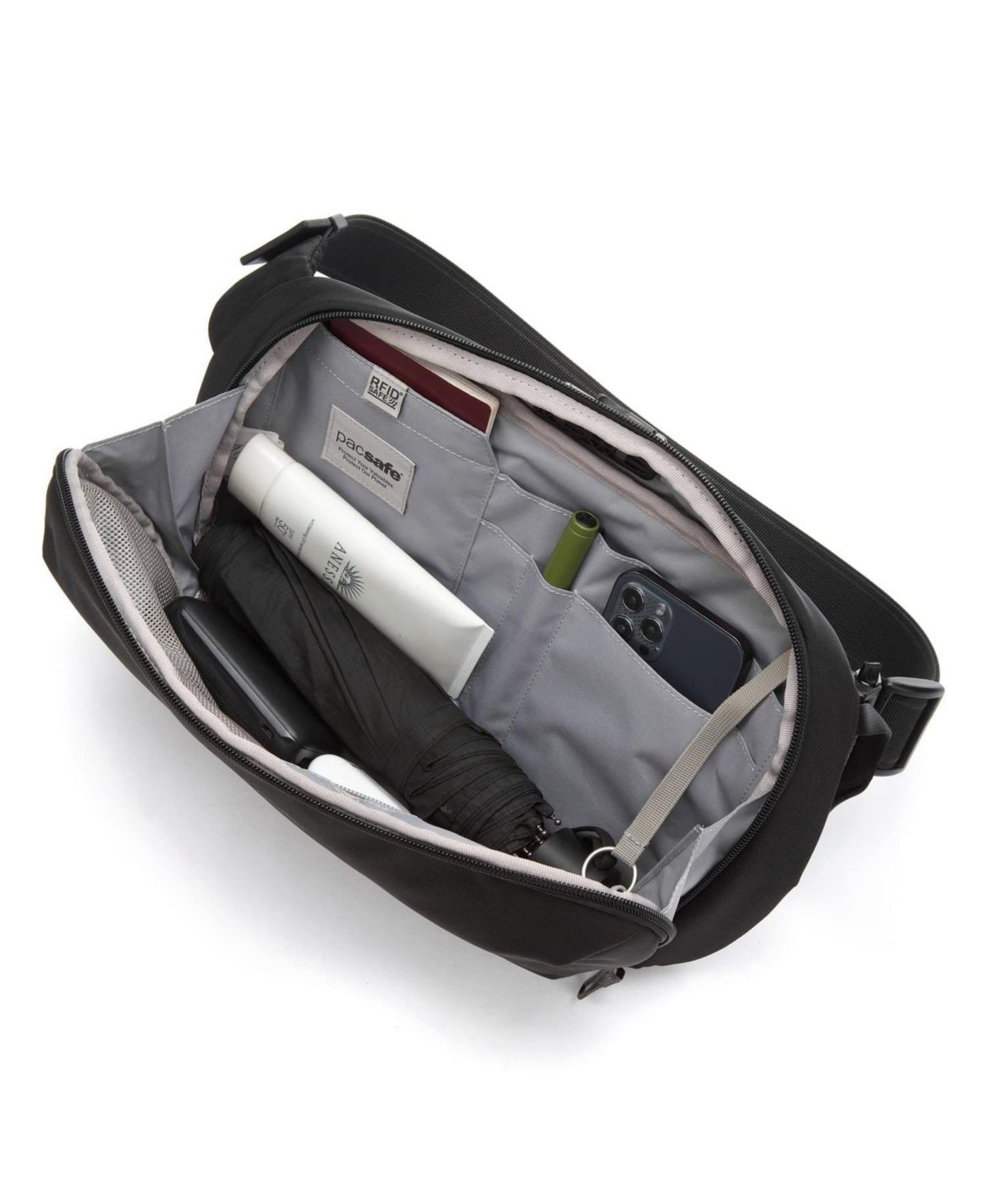 Женская сумка Pacsafe Metrosafe X Urban Sling, цвет: Чёрный — фото 5