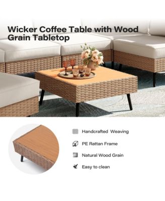 7 Piece Outdoor Sectional Sofa PE Rattan Wicker Patio Conversation Sets, All Weather Patio Furniture Set