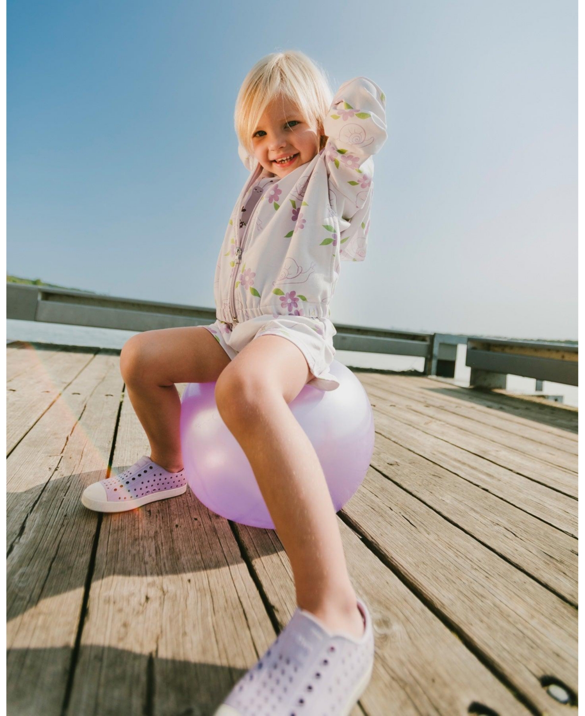 Deux par Baby Girls French Terry Shorts Lilac Snails Print