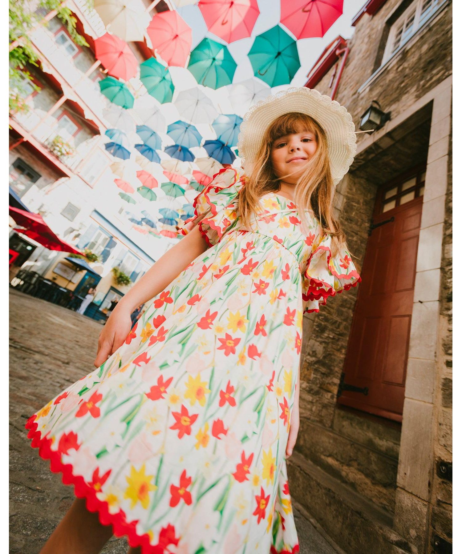 Big Girls Viscose Daffodil Print Dress