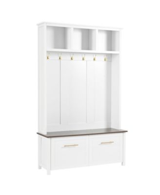 4-in-1 Hall Tree Coat Rack with 6 Golden Hooks for Entryway