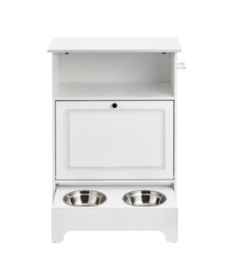 All-in-One Pet Feeding Station: Elevated Dog Bowls & Storage Cabinet for Food and Toys