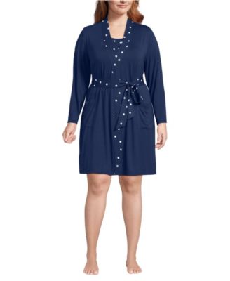 Plus Size Cooling 3 Piece Pajama Set - Robe Tank and Shorts