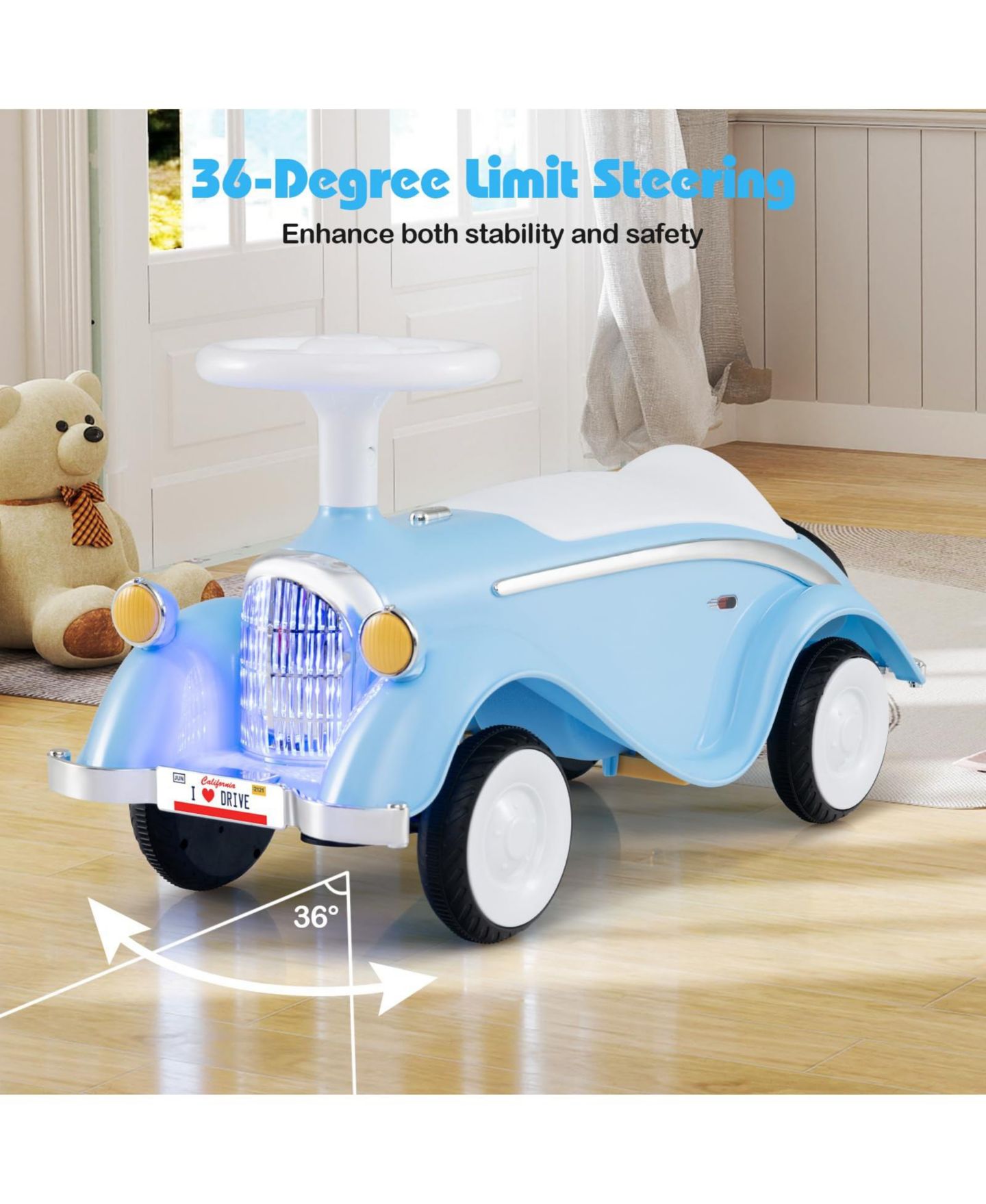 Детская игрушка Mecale Classic Sliding Car with LED Lights and Foot-to-Floor Motion, Ages 1+, цвет: Синий — фото 8