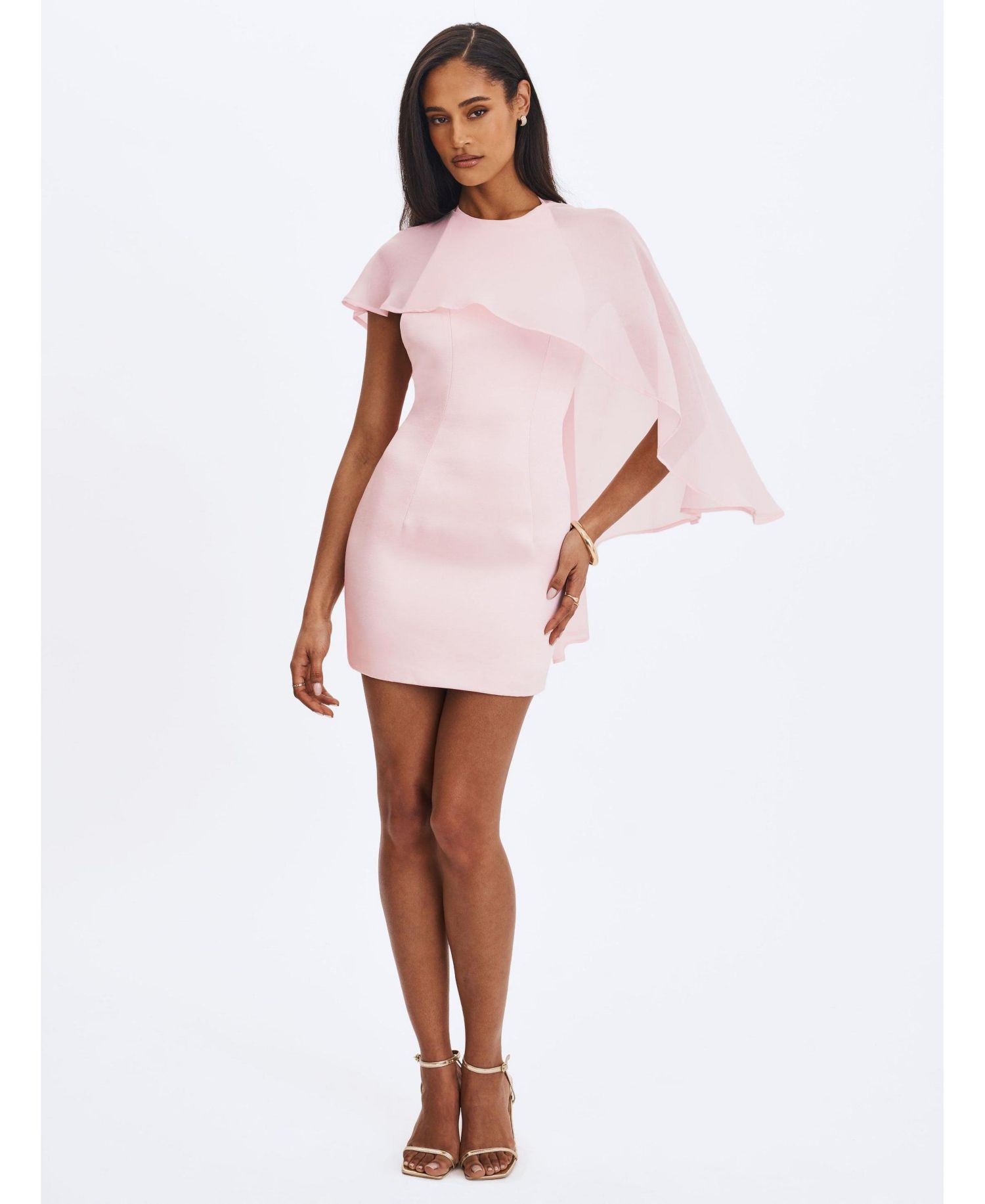 Women's Umeko Tulip Pink Asymmetrical Cape Mini Dress