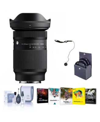 20-200mm f/3.5-6.3 DG Contemporary Lens for Sony E, Bundle with 72mm Filter Kit, PC Software Kit, Cap Keeper and Cleaning Kit