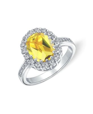  4CTW Cubic Zirconia CZ Oval Halo Cocktail Statement Ring Sterling Silver