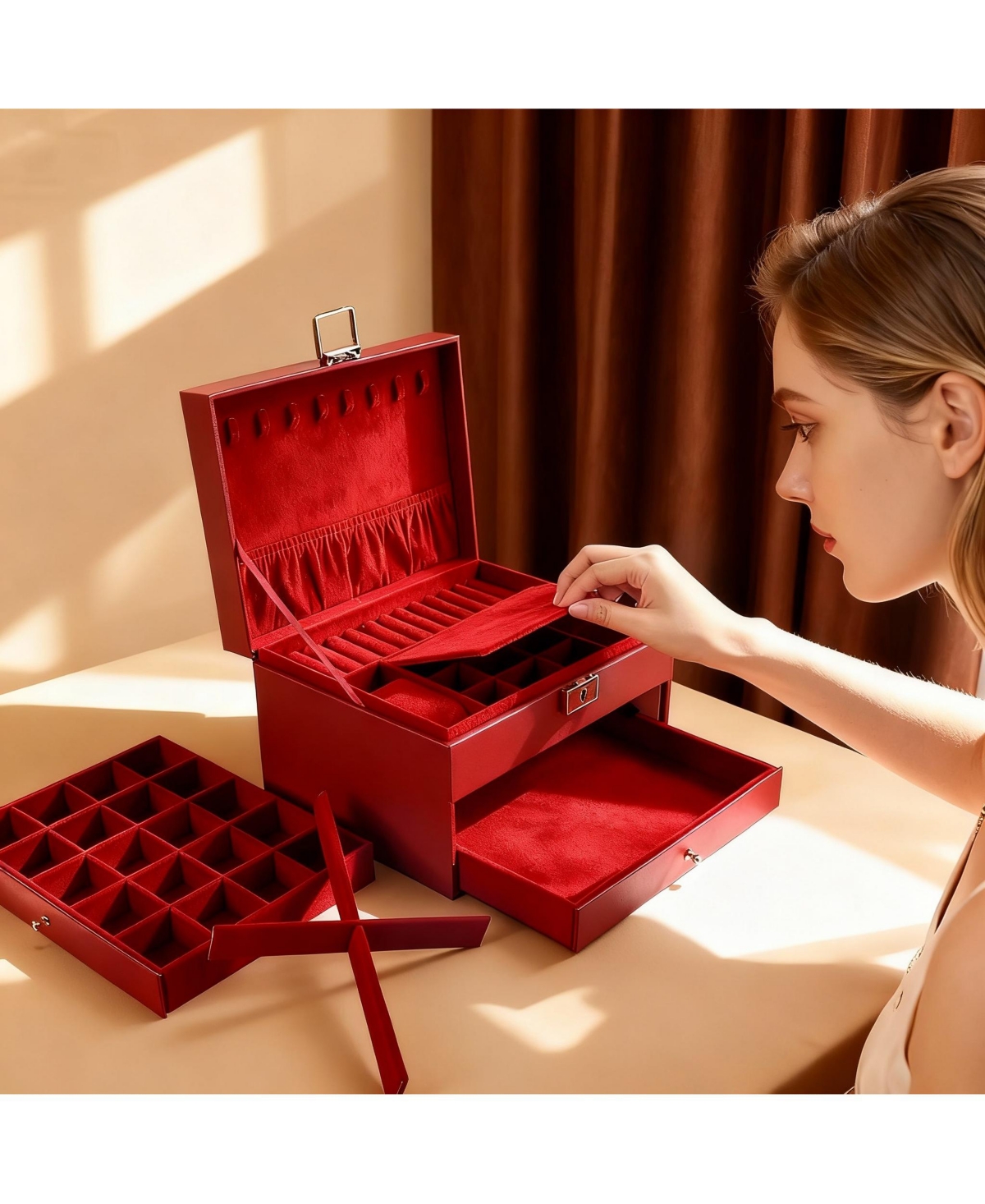 Yigii 3-Layer Jewelry Organizer with Removable Dividers for Flexible Storage