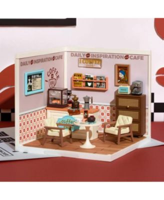 Dollhouses, Building Model with Cafe Miniature House, Play Furniture Toy for Toddlers, Multicolored, 6.4"6.4"6"