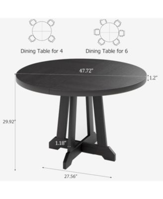 Round Dining Table for 4 to 6 People, 47" Round Dining Table, Wooden Kitchen Table with Sturty Legs, Dining Room Table for Dining Room, Kitchen