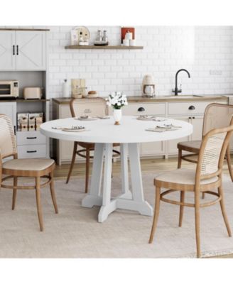 Round Dining Table for 4 to 6 People, 47" Round Dining Table, Wooden Kitchen Table with Sturty Legs, Dining Room Table for Dining Room, Kitchen