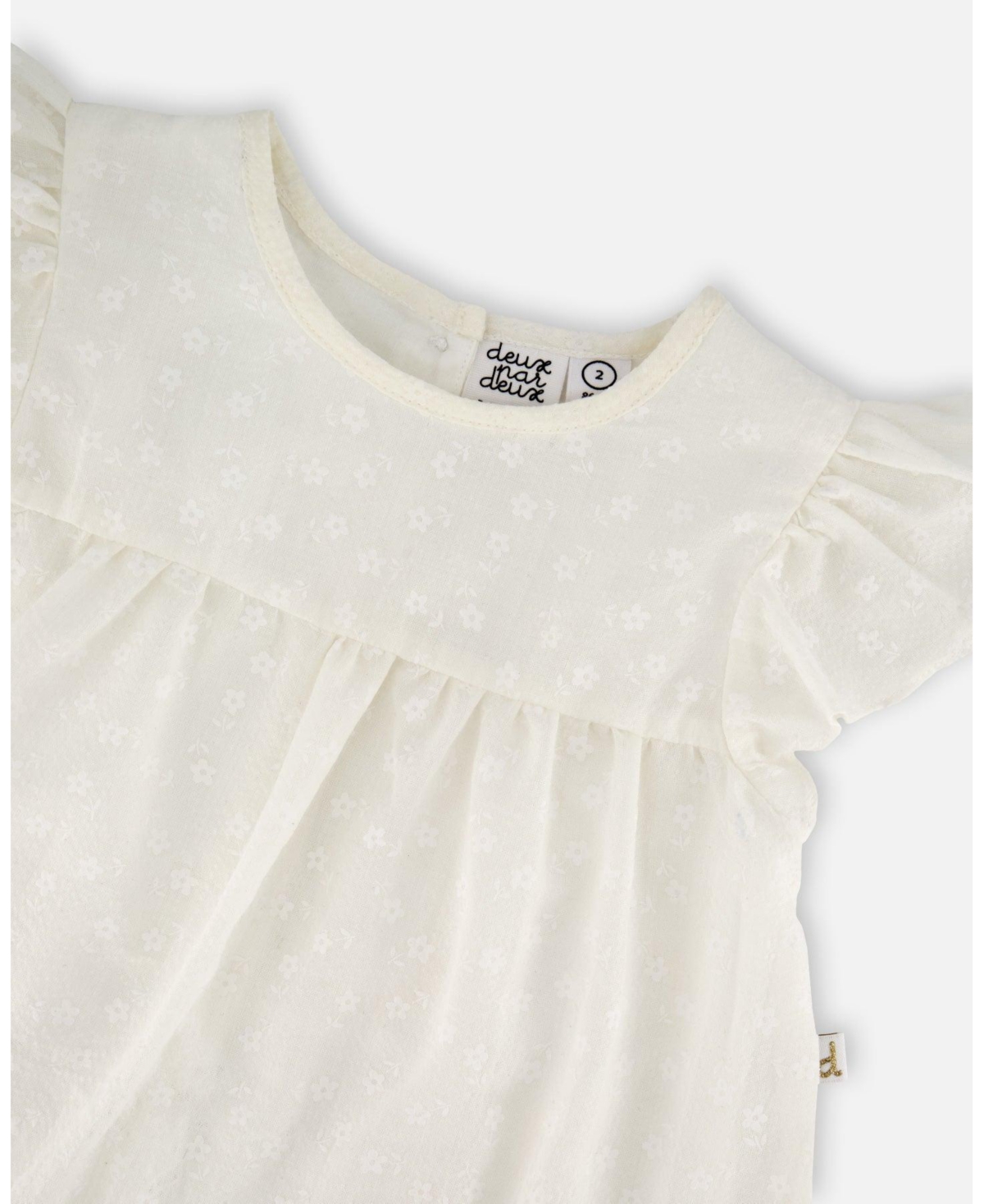 Deux par Big Girls Printed Poplin Dress Off-White