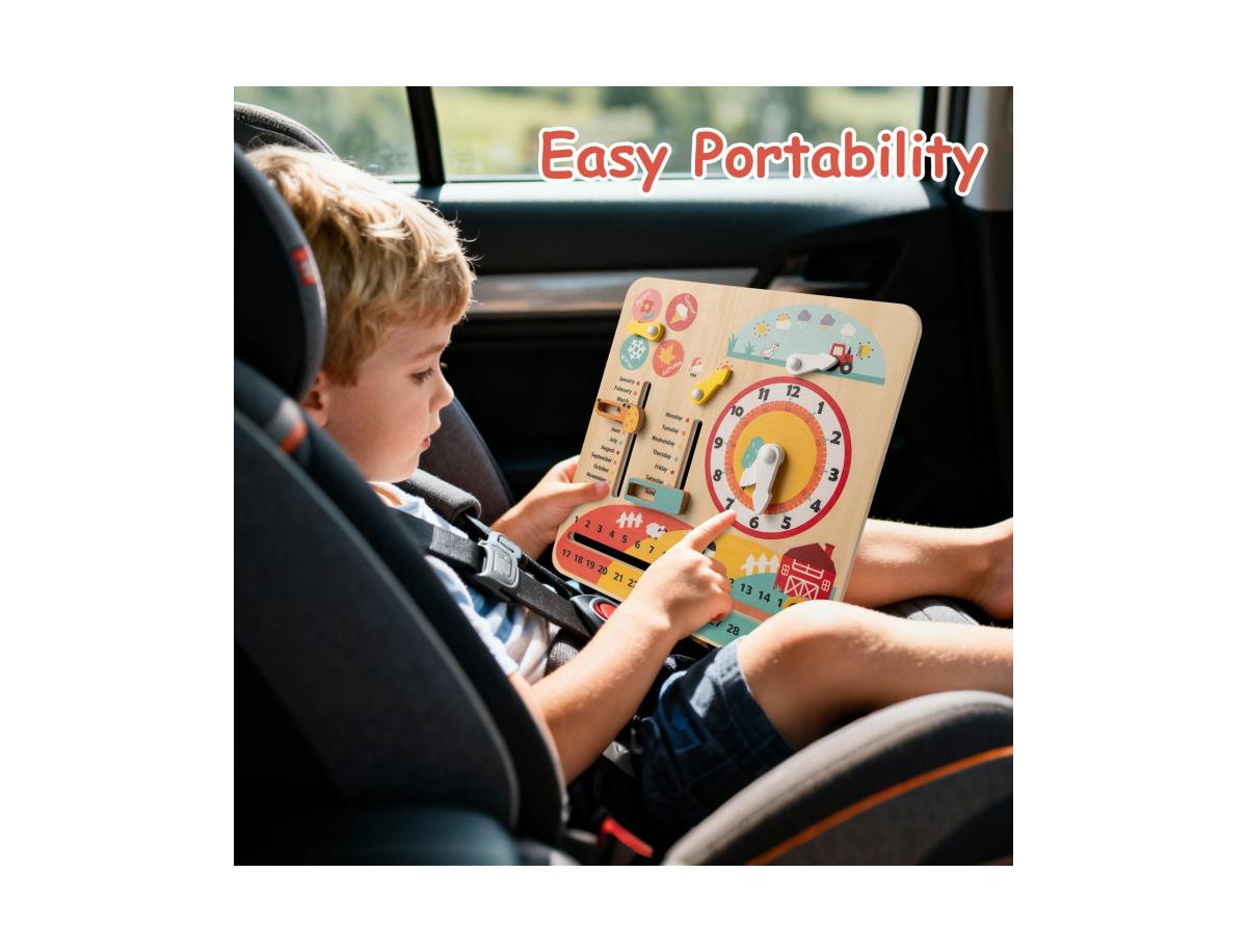 Slickblue Montessori Wooden Learning Clock Toy for Toddlers and Seasons