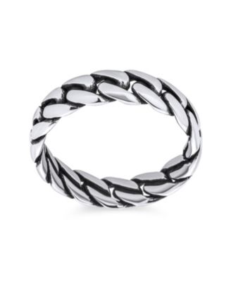 Solid Braided Rope Cable Curb Link Chain Rings Bands .925 Sterling Silver 5MM