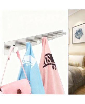 Stainless Steel Wall Coat Rack with 8 Hooks for Hats, Clothes, Towels