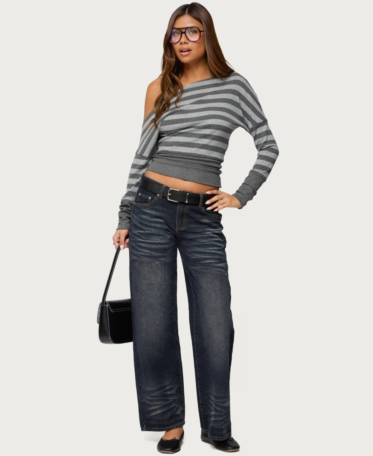 Edikted Women's Marniee Striped Off Shoulder Top