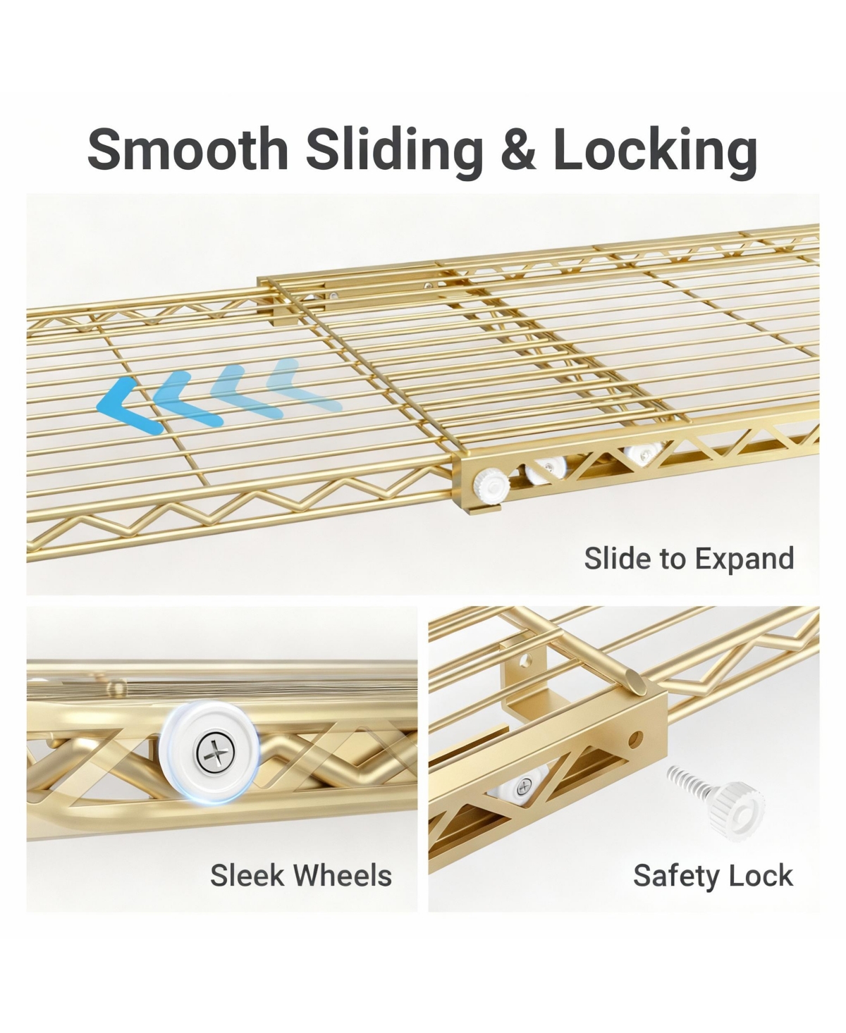 Yigii Adjustable Metal Garment Rack with Shelves and Rods for Space Maximization