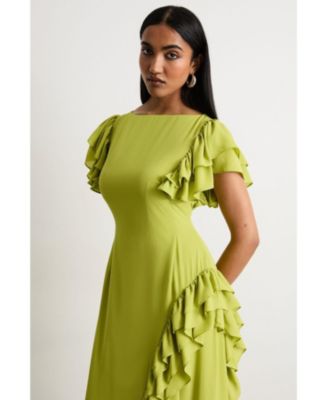 Women's Side Split Ruffle Detail Maxi Dress