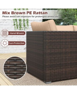 3PCS Patio Sectional Sofa Set w/Right Arm Sofa & Left Arm Sofa Soft Cushions