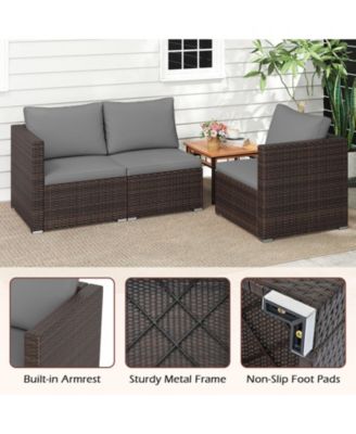 3PCS Patio Sectional Sofa Set w/Right Arm Sofa and Left Arm Sofa Soft Cushions