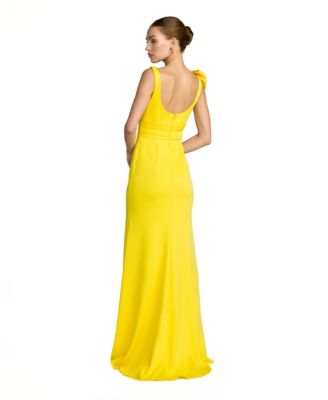 Women's Crepe Sleeveless Scoop Neck Gown with Bow