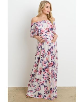 Maternity Off-Shoulder Ruffled Maxi Dress