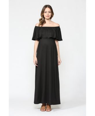 Maternity Off-Shoulder Ruffled Maxi Dress