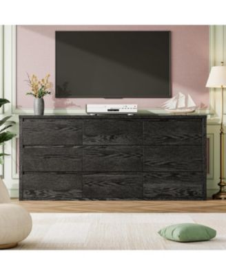 9 Drawer Dresser for Bedroom, Wide Modern Chest of Drawers, Large Wood Dresser Wooden Storage Organizer for Living Room, Hallway