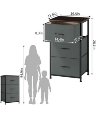 Stylish 3-Drawer Dresser with Removable Fabric Bins, Multi-Functional Storage Organizer for Bedroom, Living Room, Closet, Entryway, Hallway