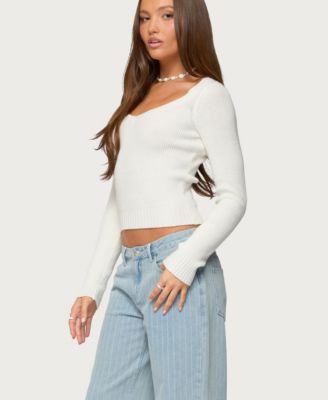 Women's Maliah Ribbed Knit V Neck Top