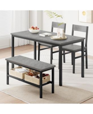 Kitchen Table and 2 Chairs for 4 with Bench,4Pcs Dining Table Set,Small