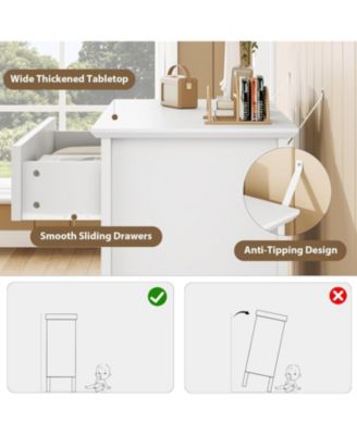 Fluted 3 Drawers Dresser Set of 2, Wide Wood Chest of Drawers, Modern Storage Dresser Chest of Drawers Organizer with Metal Legs for Bedroom