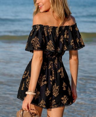 Women's Off-the-Shoulder Zipper Closure Romper