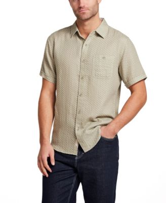 Men's Short-Sleeve Button Down Double Layer Cotton Dobby Shirt