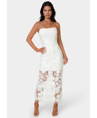 Bebe Women's Strapless 3D Lace Column Dress - Macy's