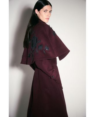 Women's Tailored Funnel-Neck Cape Midi Coat
