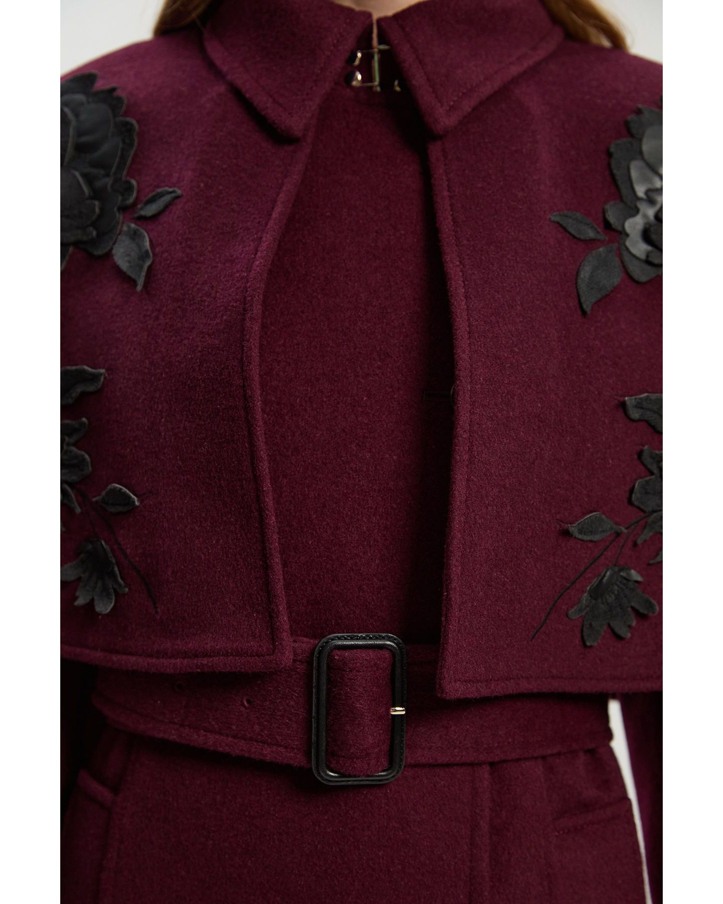 Женское пальто Karen Millen Tailored Funnel-Neck Cape Midi, цвет: Бордовый — фото 8