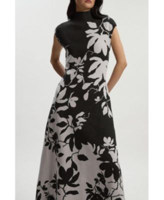 Women's Jacquard Floral Knitted Maxi Dress